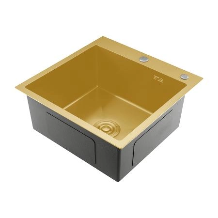 Кухонная мойка GAPPO GS5050-3 с коландером, золотой сатин