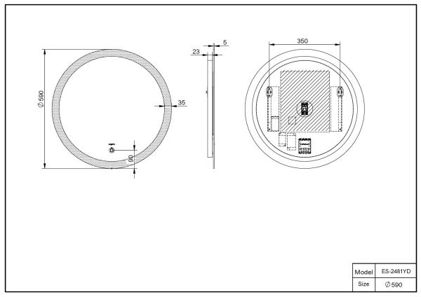 Зеркало ESBANO ES-2481YD LED подсветка Антизапотевание 59 см