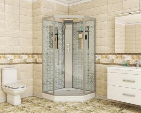 Душевая кабина Niagara Luxe NG-7717WBK (1000x1000х2100) низкий поддон стенки БЕЛЫЕ БЕЗ КРЫШИ