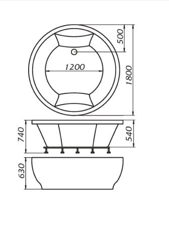 Акриловая ванна 1Marka Omega 180х180 см без гидромассажа