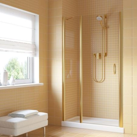 Душевая дверь Vegas-glass EP-F-1 LUX 145 09 01 L, профиль золото глянцевое, стекло прозрачное