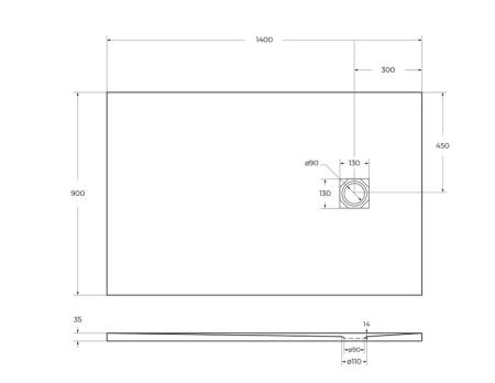 Душевой поддон BelBagno 140x90 искусственный камень белый прямоугольный TRAY-MR-UNO-AH-140/90-35-W-CR