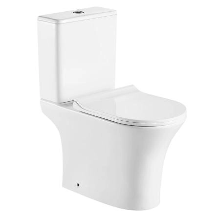 Унитаз напольный AZARIO FRETTA ROUND 650x340x770 безободковый  и сиденьем микролифт (AZ-7121)