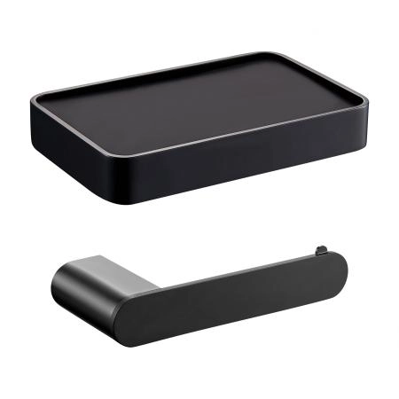 Держатель для туалетной бумаги с полкой WONZON & WOGHAND CARBON, Черный (WW-7726)