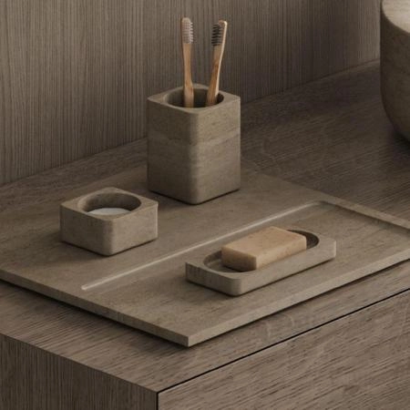 Dea Design Marble Мыльница настольная, 16х8хh2cм., из мрамора, цвет: Travertine