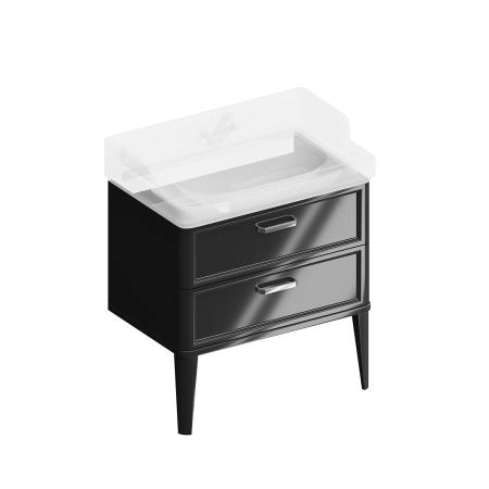 Тумба Kerama Marazzi POMPEI ПОМПЕИ PO.N.80.2\BLK напольная с 2 ящиками 80, черная глянцевая