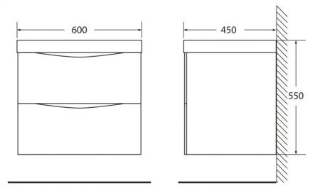 Тумба под раковину Belbagno MARINO Bianco Lucido подвесная 600x450x500 MARINO-600-2C-SO-BL-P