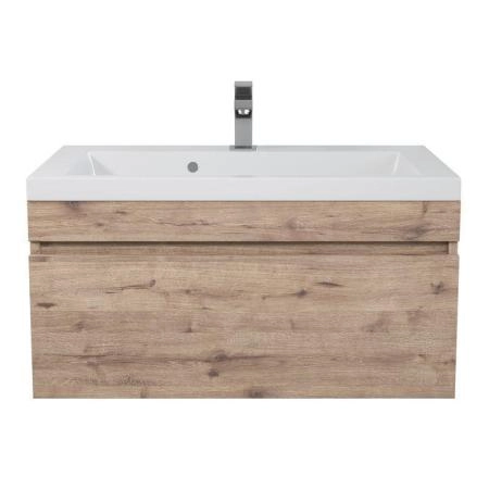 Тумба с раковиной для ванной Uperwood Eva, 75 см, подвесная, Крафт Табачный, выдвижной ящик