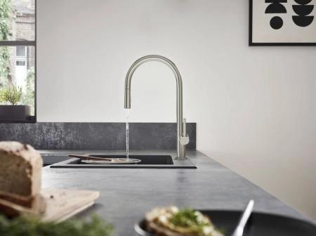 Hansgrohe 72801800 Talis M54 Смеситель для кухни 210 мм, выдвижной излив, 2 режима, S-box сталь