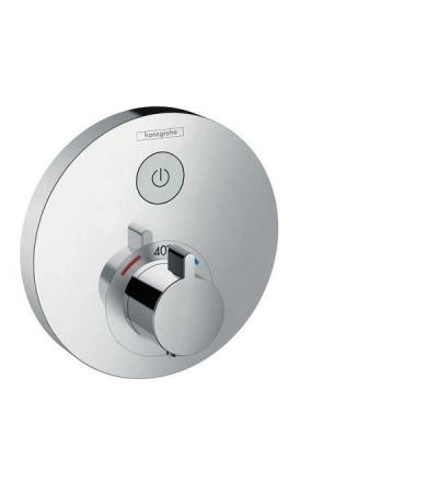 Термостат для душа Hansgrohe ShowerSelect S 15744000, на 1 потребитель, круглый, кнопочное управление, наружная часть /для 01800180, хром