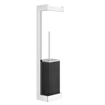 Gessi Rettangolo Стойка 45см.. с держателем для туалетной бумаги и ершиком, подвесная, напольная, цвет: хром/черный
