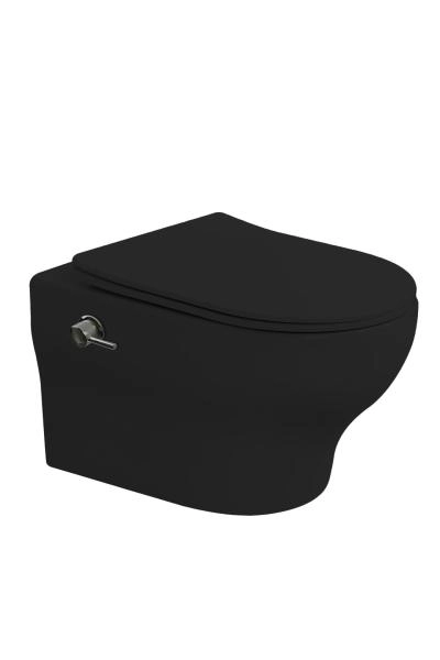 унитаз подвесной Boheme с функцией биде FIORE Черный матовый c крышкой, функция Торнадо 978-SET-2-B