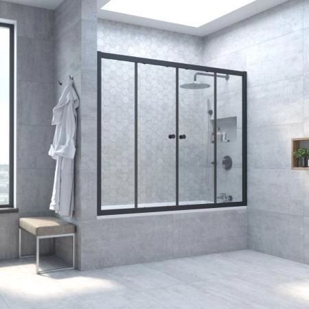 Шторка на ванную Vegas-glass Z2V NOVO 165 02М 01, профиль черный матовый, стекло прозрачное