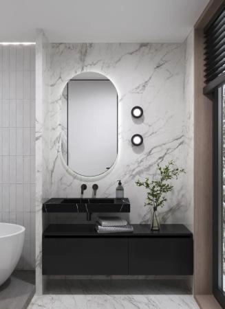 Столешница моноблок Boheme FLAT NERO MARQUINA (810*452*80) 859-080-NM