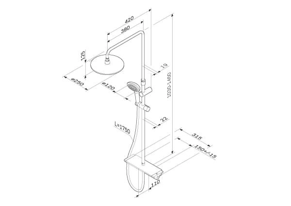 Душевая система AM.PM Spirit 2.0 F0770A400 термостат хром