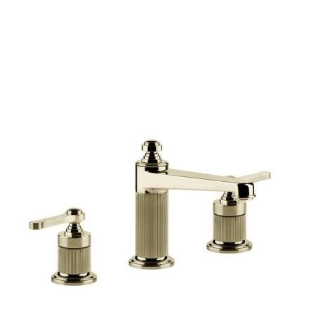 Gessi Venti20 Смеситель для раковины на 3 отверстия, высота излива 98 мм., в комплекте с донным клапаном, цвет: Brass PVD