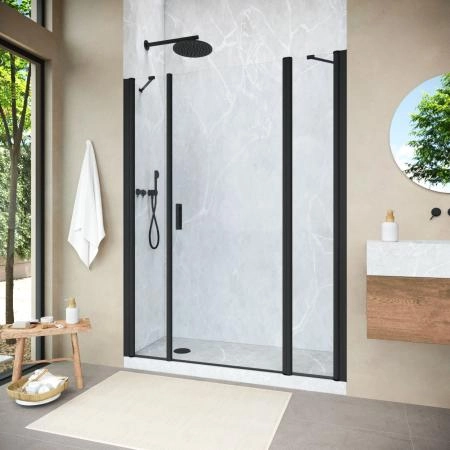 Душевая дверь Vegas-glass EP-2F NOVO 210 02М 01 R, профиль черный матовый, стекло прозрачное