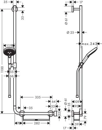 Душевой гарнитур Hansgrohe Raindance Select S 120 / Unica Comfort 1,10 м 26326000 хром