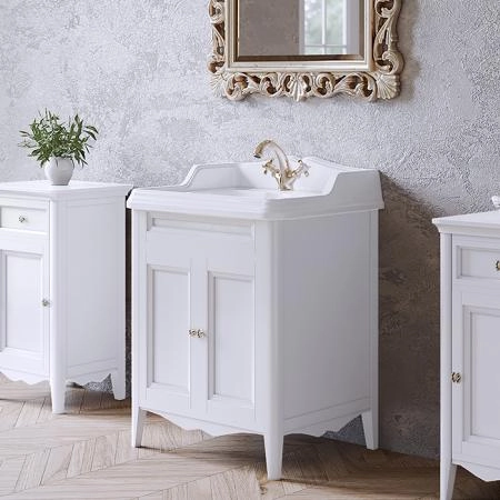 TW Veronica, База с раковиной Simas AR824bi*1 68*54см с 1отв. под смеситель , 2 расп. дверки, доводч. Blum, ручки: Riflesso бронза, цвет: bianco