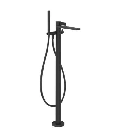 Gessi Inverso Rigato Смеситель для ванны, напольный, с переключателем и ручным душем, цвет: Matte Black