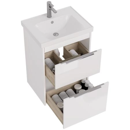 Тумба под раковину Dreja PRIME 60 см, подвесная/напольная, белый глянец 99.9300