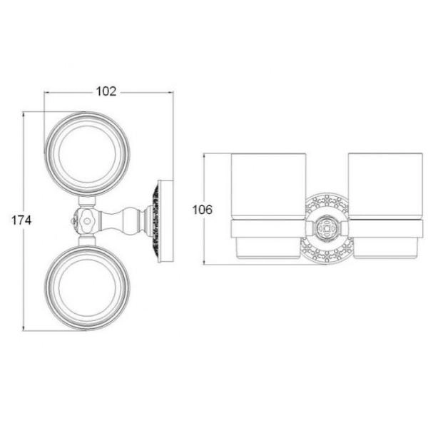 Держатель стакана двойной ZORG (AZR 04 SL) серебро-белый