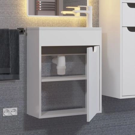 Тумба с раковиной для ванной Uperwood Modul 50 см, подвесная, матовая, белая/графит