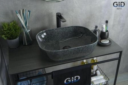 Раковина Gid Mnc338 50x40 на столешницу камень глянцевая