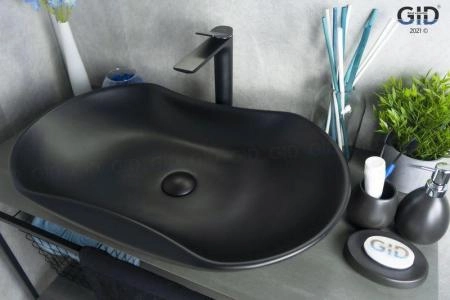 Раковина Gid Bm9175 67x41 на столешницу черная матовая