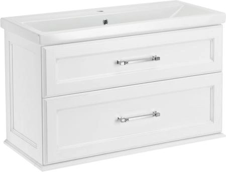 Тумба под раковину ASB-Woodline Венеция 100 Белый (патина серебро)