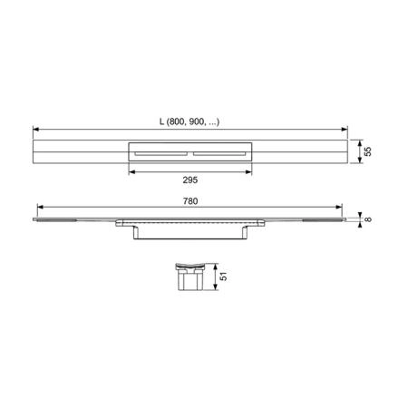 TECE Профиль для душа с сифоном TECEdrainprofile, 900 мм, PVD Polished Gold Optic