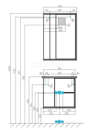 Тумба под раковину AQUATON Бостон 60 дуб эврика 1A252501BN010