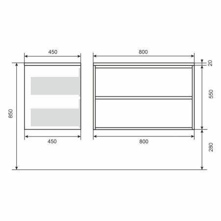 Тумба под раковину для ванной Uperwood Next Premium подвесная, 80 см, белая, 2 ящика