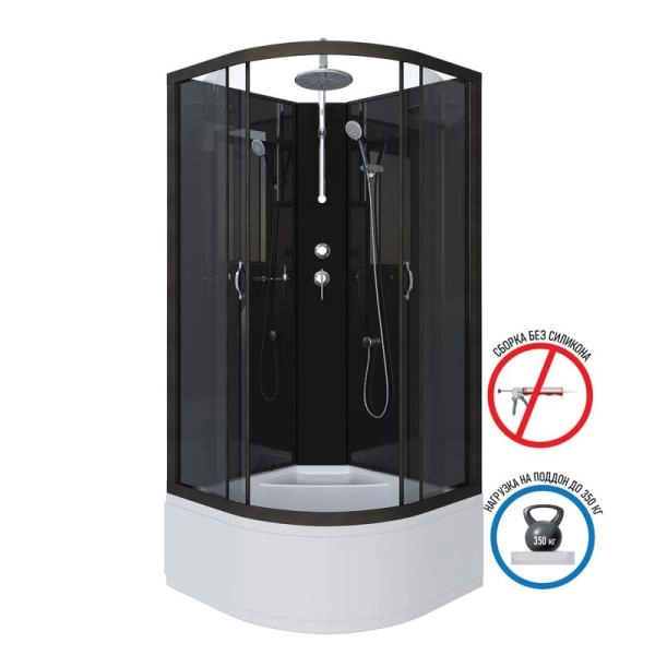 Душевая кабина Niagara NG-6508-14BKT 900х900х2100-2400 высокий поддон 40см стекло тонированное алюм черный