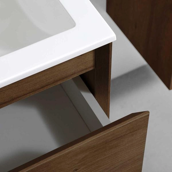 Тумба под раковину Vincea Luka 800 подвесная, 2 ящика soft-close, цвет T.Oak