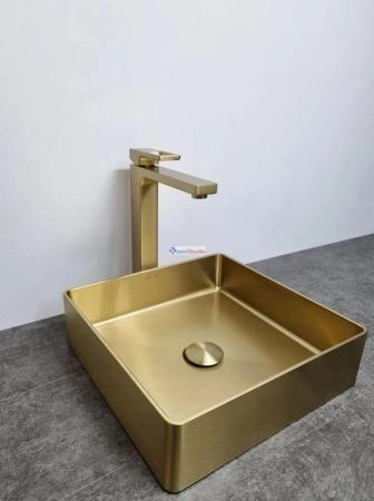 Раковина Gappo GX201-3 36x36 Cатин золотой нерж.сталь на столешницу