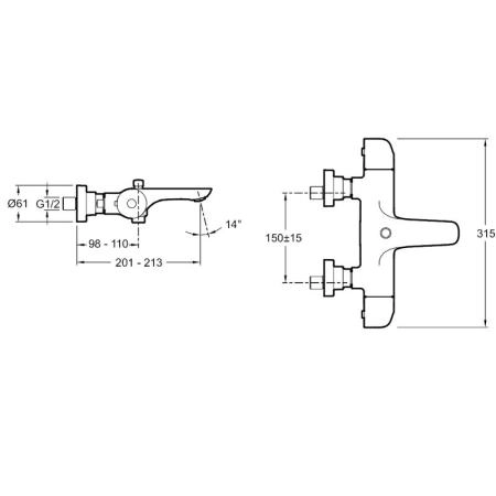 Смеситель Jacob Delafon GABIN E78129-CP для ванны термостат хром
