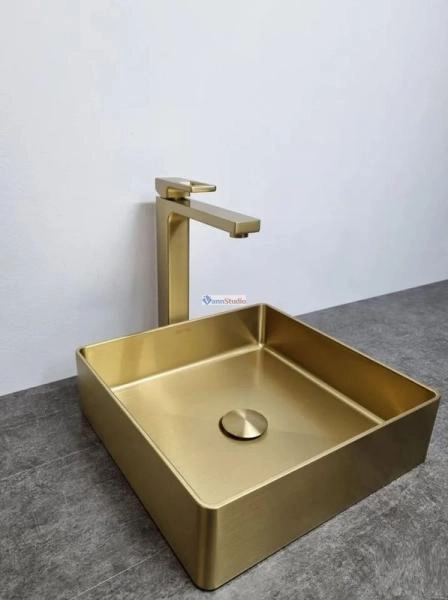 Раковина Gappo GX201-3 36x36 Cатин золотой нерж.сталь на столешницу