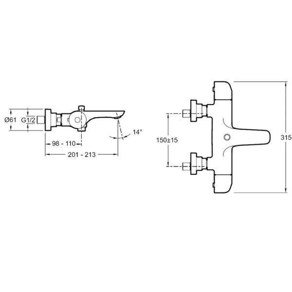 Смеситель Jacob Delafon GABIN E78129-CP для ванны термостат хром