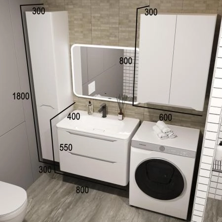 Тумба подвесная Style Line Марелла 80 (2 ящ.) Люкс антискрейтч белый матовый, PLUS