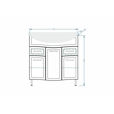 Тумба под умывальник Stella Polar Концепт 80, 2 ящ., Эрика 80