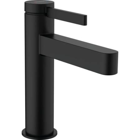 Смеситель Hansgrohe 76020670 Finoris для раковины 113 мм, со сливным гарнитуром черный матовый