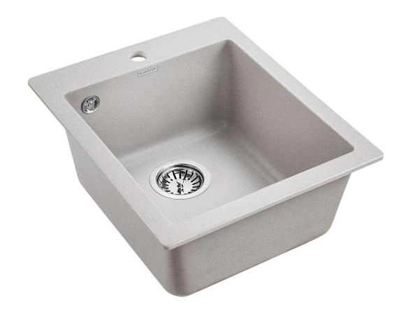 Мойка для кухни Paulmark LEER, PM104249-GR, серый, 415х490 мм