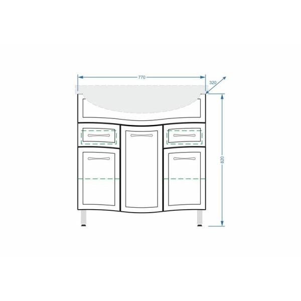 Тумба под умывальник Stella Polar Концепт 80, 2 ящ., Эрика 80