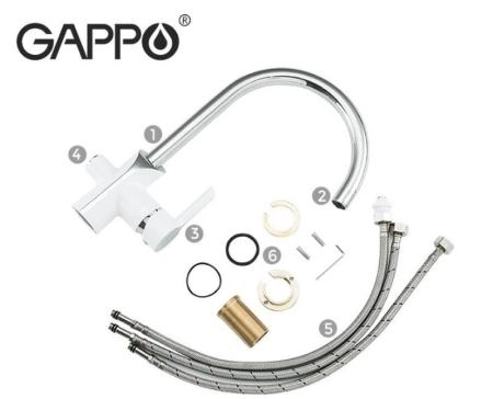 Смеситель Gappo G4303-8 для кухни с краном для питьевой воды белый/хром