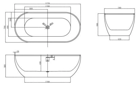 Акриловая ванна ABBER AB9241MB отдельностоящая цвет черный матовый