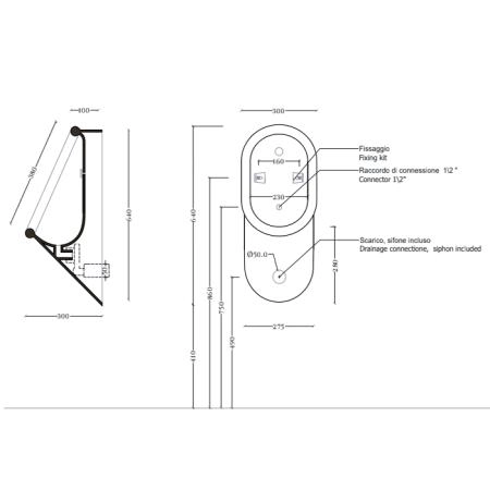 Artceram Babila Писсуар 37x30х64см., подвесной, saniglaze, цвет: белый