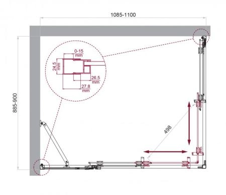 Душевой уголок BelBagno LUCE 110x90 матовое стекло 6 мм профиль хром LUCE-AH-21-110/90-P-Cr