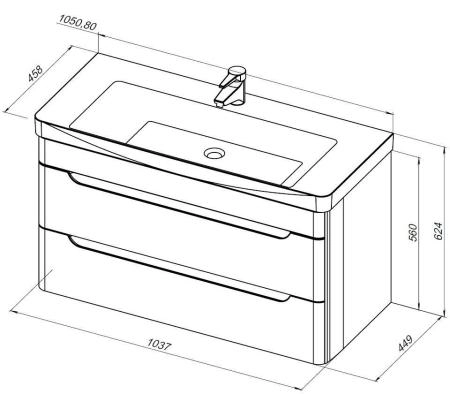 Тумба под раковину Aquanet София 105 белый глянец (2 ящика)