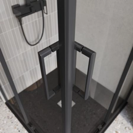 Душевой уголок BelBagno LUCE 90x90 прозрачное стекло 6 мм профиль черный матовый LUCE-A-2-90-C-NERO